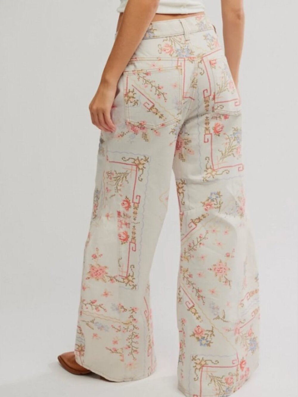 NWT Free People We The Free Eden Printed Wide-Leg Jeans Size 28 - Picture 2 of 7